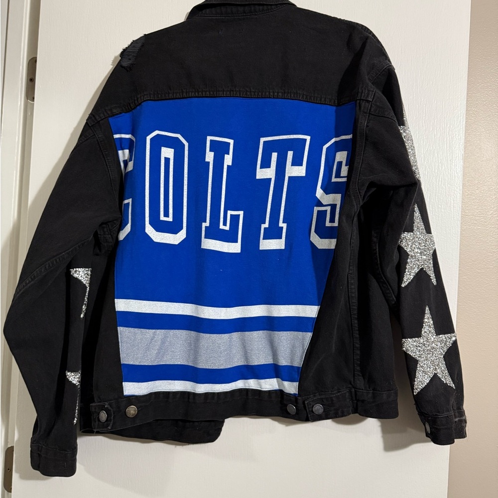 Black and Blue Colts Jacket with Silver Stars
